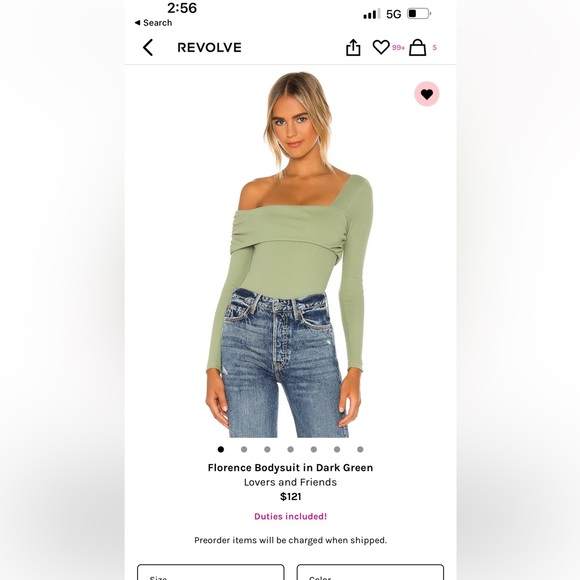 Lovers and friends Florence body suit in dark green. - Picture 2 of 4